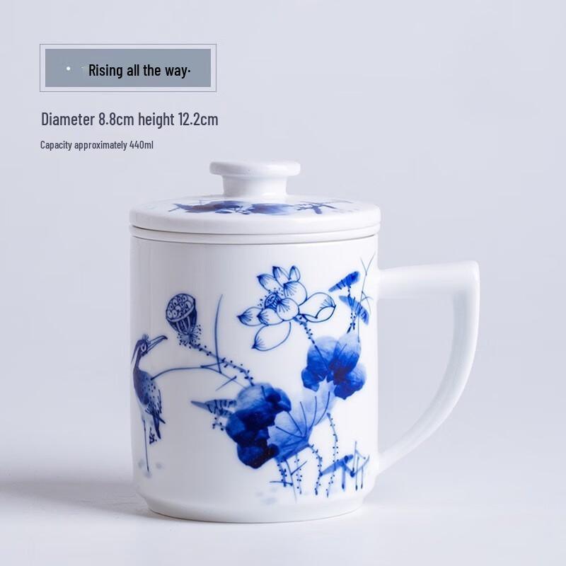 Jingdezhen Pengbo Hand-Painted Blue & White Porcelain Tea Cup