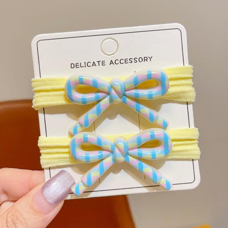 Sweet Bowknot Hairbands Candy Color Polka Dot Bow Ponytail Holder Elastic Rubber Bands Girls Fashion Versatile Hair Ties