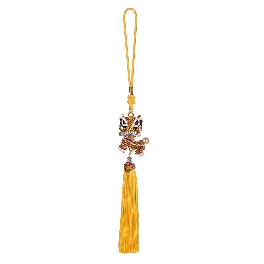Chinese Knot Lion Dance Car Pendant - Interior Ornament & Safety Charm with Tassel