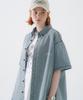 WV PROJECT Summer Loud Denim Short Sleeve Shirt Vintage Blue Mjss7663