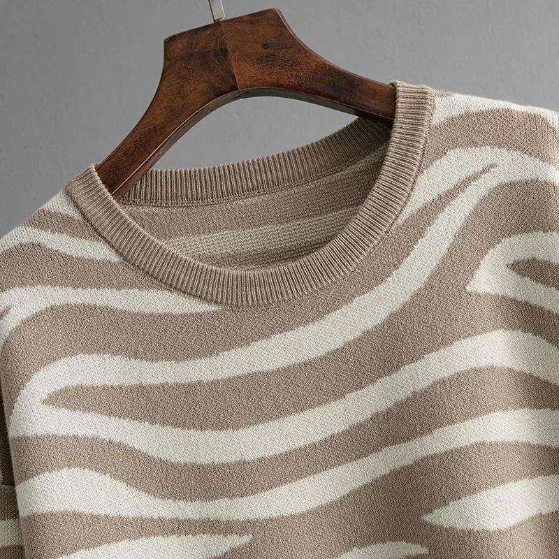 Maglioni e maglioni a maniche lunghe con scollo a V e stampa leopardata da donna, completi in maglia coreana da 2 pezzi, pantaloni harem a vita alta.