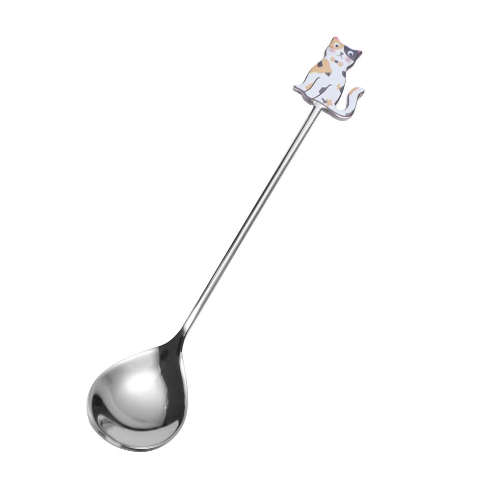 Creative Polished Cat Fish Stainless Steel Spoon Japanese Korean Style Stirring Spoon Teaspoon Colorful Dessert Spoon Gifts