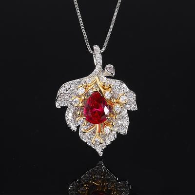 Übertrieben Farbe Schatz Halskette Nachahmung Natürliche Taubenblut Rot Blau Rosa Zirkonia Gelb Zirkonia Anhänger Tropfen Halskette Frauen