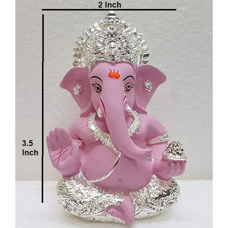 Gold and Silver Plated Ganesh Idol for Car Dashboard Ganesha Murti Ganpati Idol for Home Decor Puja Lord Ganesh Statue Gift