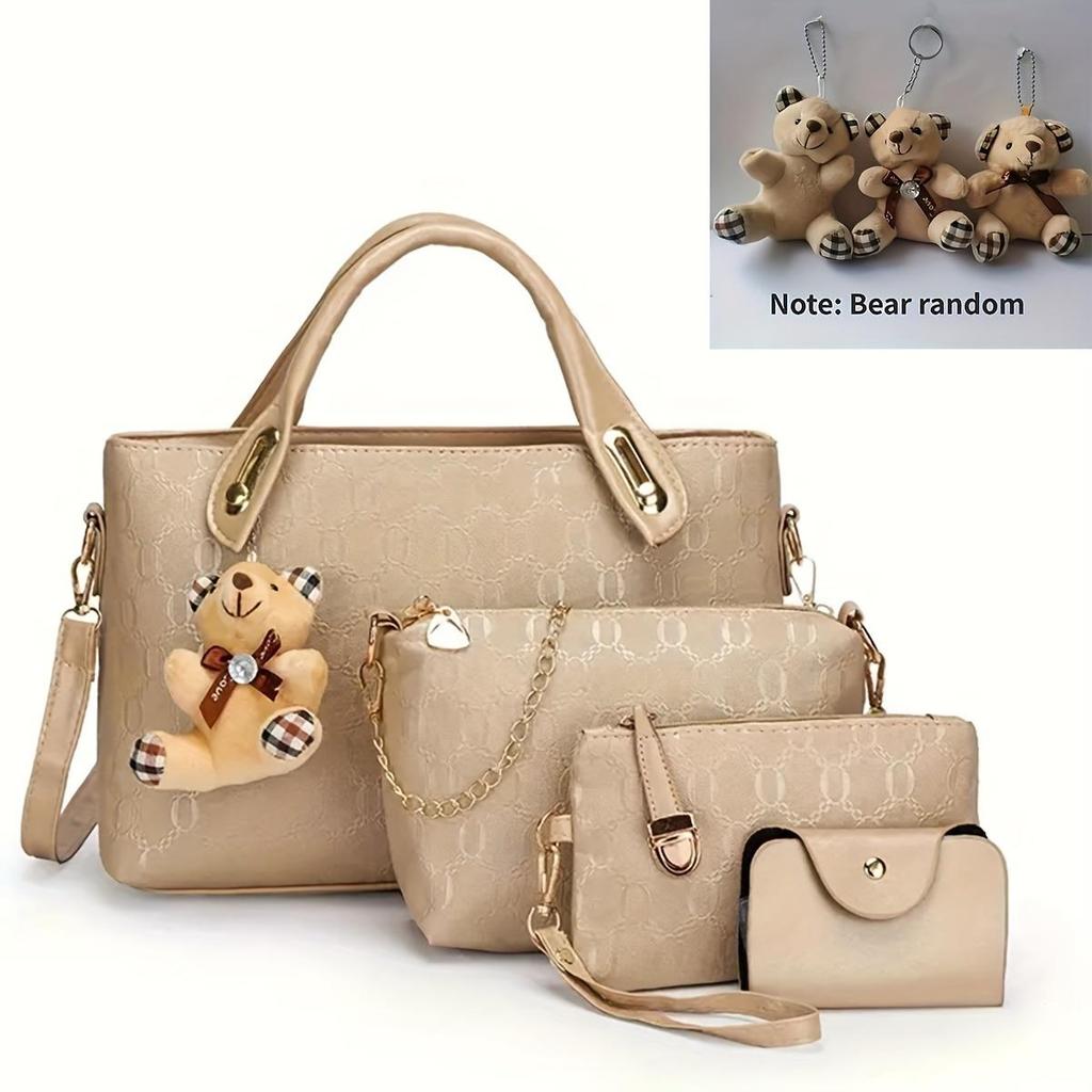 4-piece Set, Brand New Handbag, Shoulder Backpack, PU Leather Cosmetic Bag.