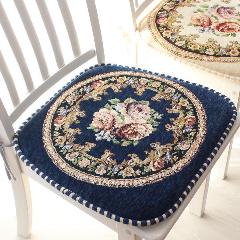 Chenille Non Slip Chair Cushion With Floral Pattern For Home Dining And Office