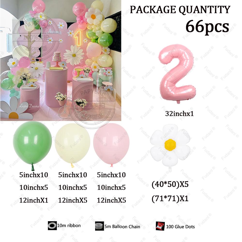 66pcs Macaron Latex Balloon Arch Set Daisy-themed Birthday Party Decor Baby Shower Gender Reveal Anniversary Wedding Supplies