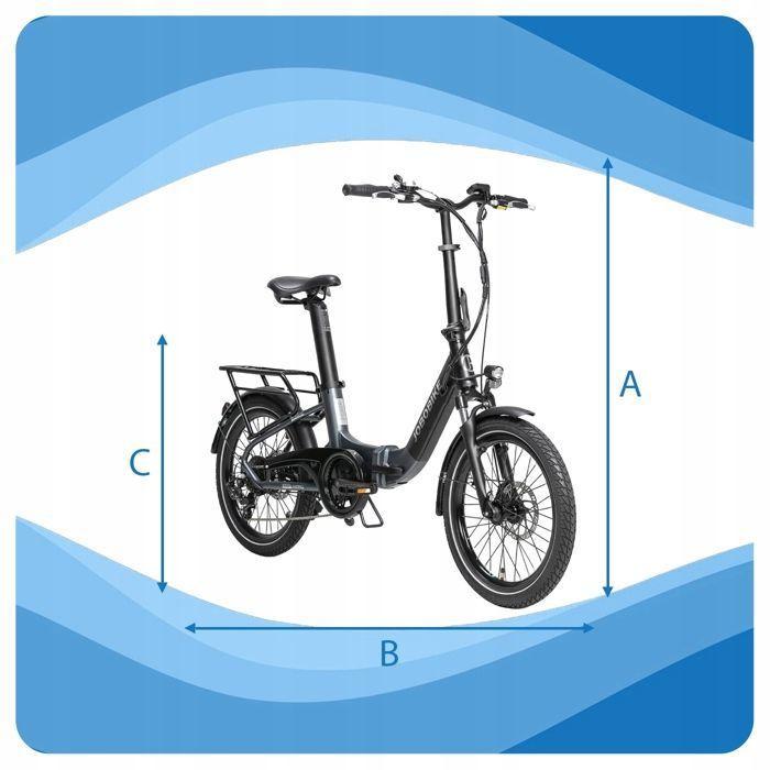 JOBOBIKE ACE - Vélo électrique pliable - 250 W - 36 V - 10 Ah - Vitesse maximale 25 km/h - Roues 20 pouces - Noir