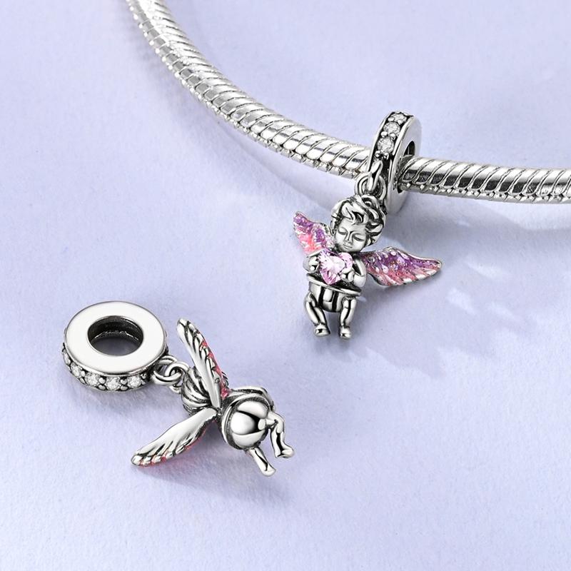 Past op Originele Armbanden Koperen Charms Kralen Diy Zirkonia Uil Hart Blauwe Olifant Beschermer Oog Verjaardag Sieraden Cadeaus