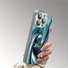 Blue Metallic Texture Irregular Pattern Electroplated Glass Phone Case, Suitable for iPhone 17, 16, 15, 14, 13, 12, 11, Etc.