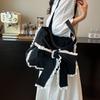 Korean Style Lace Bow Tote Bag Women Fashion Ins Trend Relaxed Canvas Shoulder Bag Large Capacity Underarm Purse Handbags