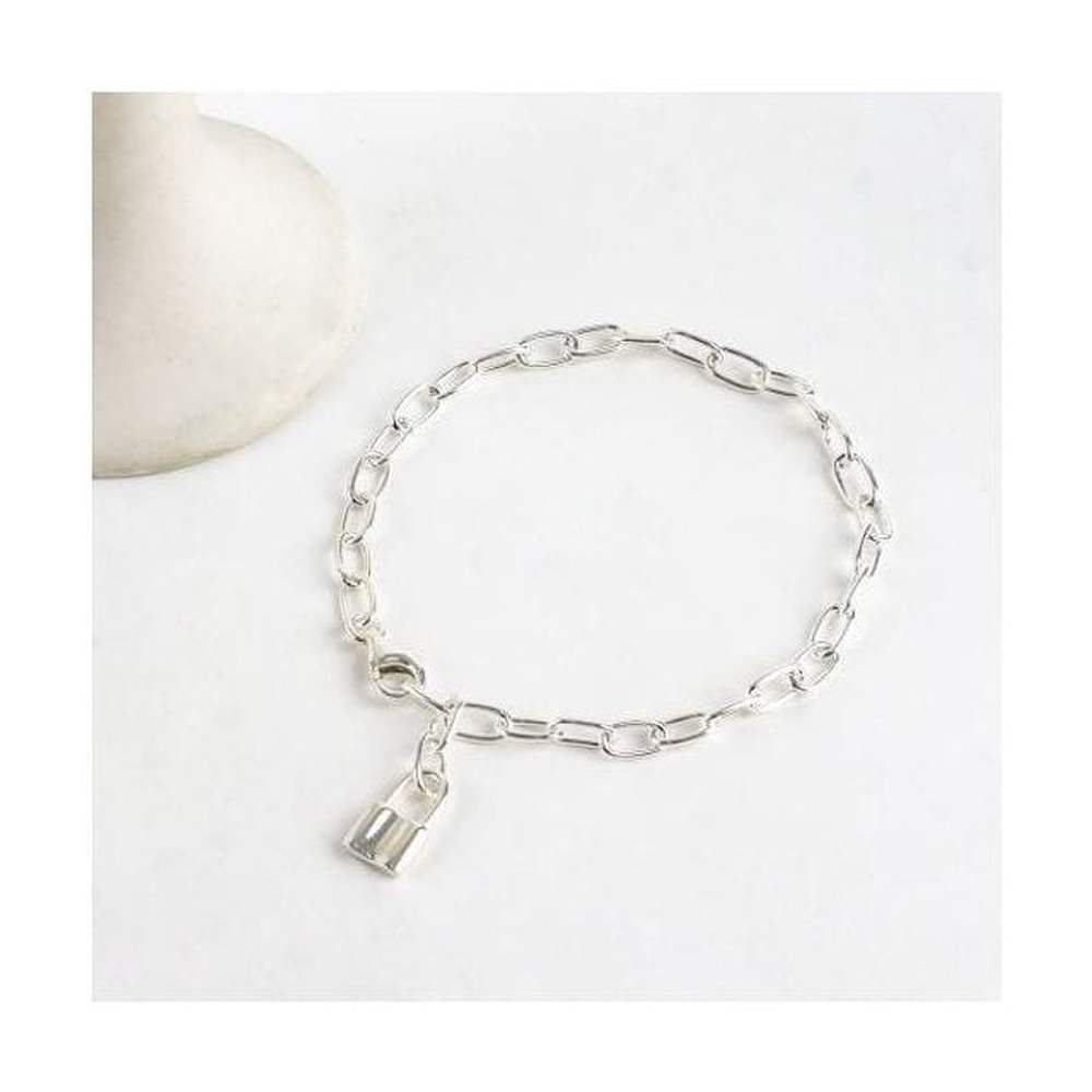 925 Silver Mini Padlock Chain Bracelet