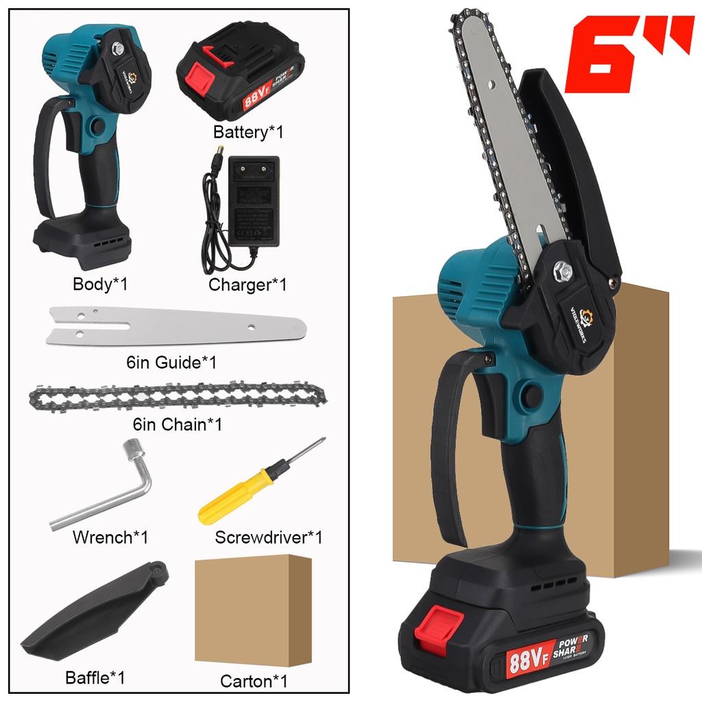 

88VF 6-дюймовая бесщеточная электрическая пила, мини-бензопила, аккумулятор, дисплей, резак по дереву, садовый электроинструмент для Makita, аккумулятор 18 В 1*Battery