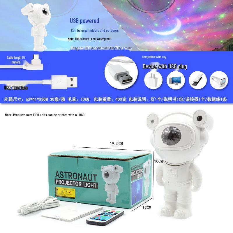 Cosmic Astronaut Bluetooth Projector: Starry Sky, Aurora, and Cloud Night Light for a Romantic Bedroom Atmosphere