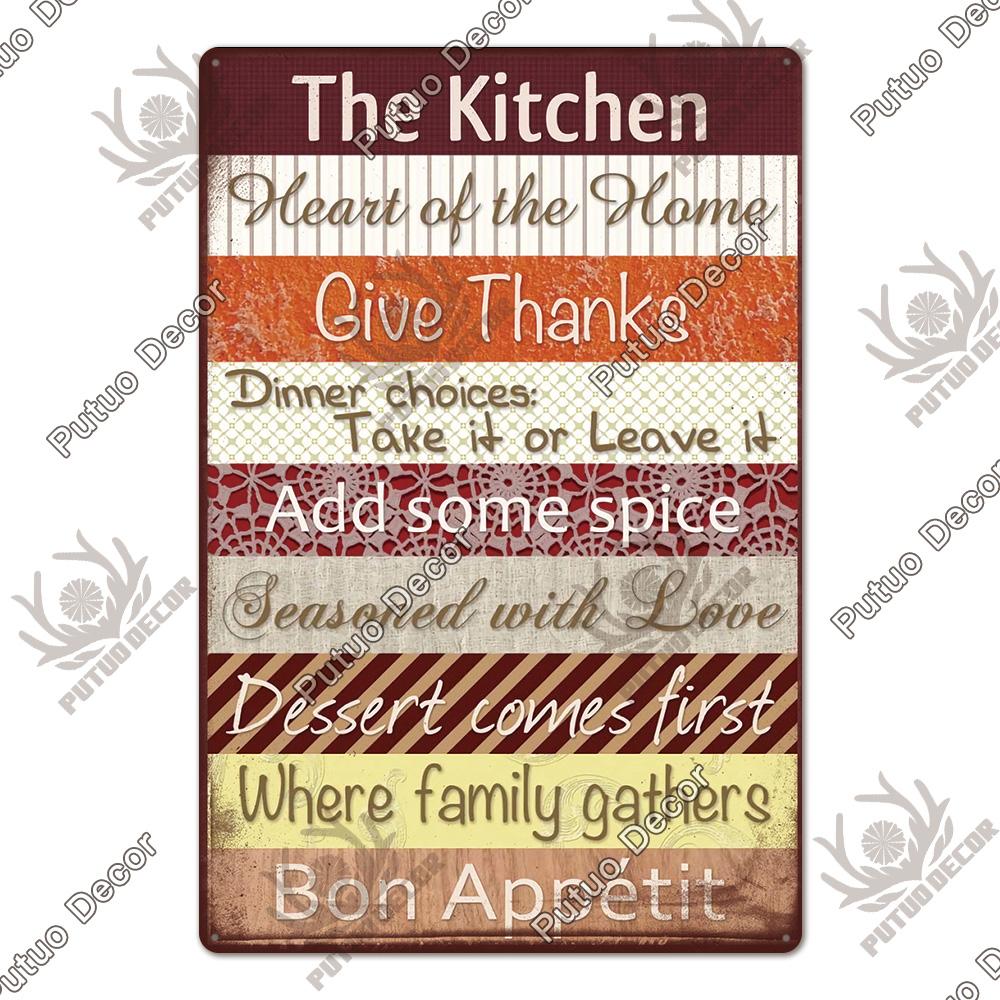 Putuo Decor Kitchen Slogan Vintage Tin Sign Plaque Metal Wall Art Stickers Cafe Kitchen Home Dinner Room Retro Poster Plate