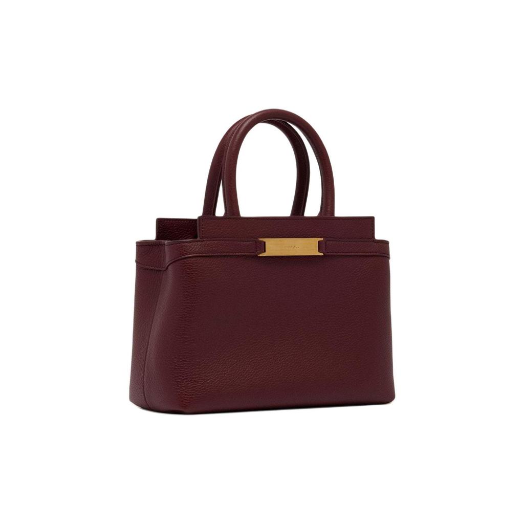Bally Andorra Tote Bag With Metal Logo In Pebbled Calfskin Women tote bags Red Brown 6312269