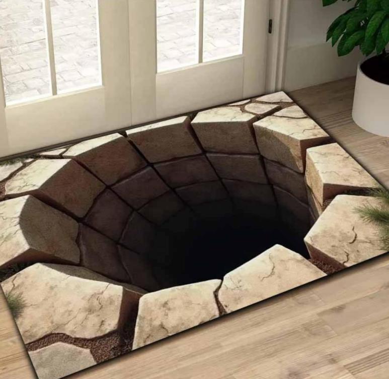 

2D Sinkhole Optical Illusion Pattern Door Mat Carpet Rugs Non Slip Print Entryway Rug for Fun Home Decoration 40cm x 60cm