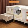 Space Saving Cat Cage with Built-in Litter Box One Room One Bath Pet Villa Indoor Cat House Multi-Level Cats Condo for Home Use