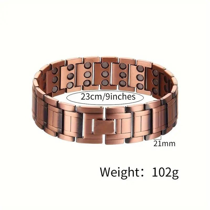 1 Pure Copper Magnetic Bracelet with 3 Rows of Neodymium Magnets, Adjustable Length, the Best Gift for Boyfriend or Dad