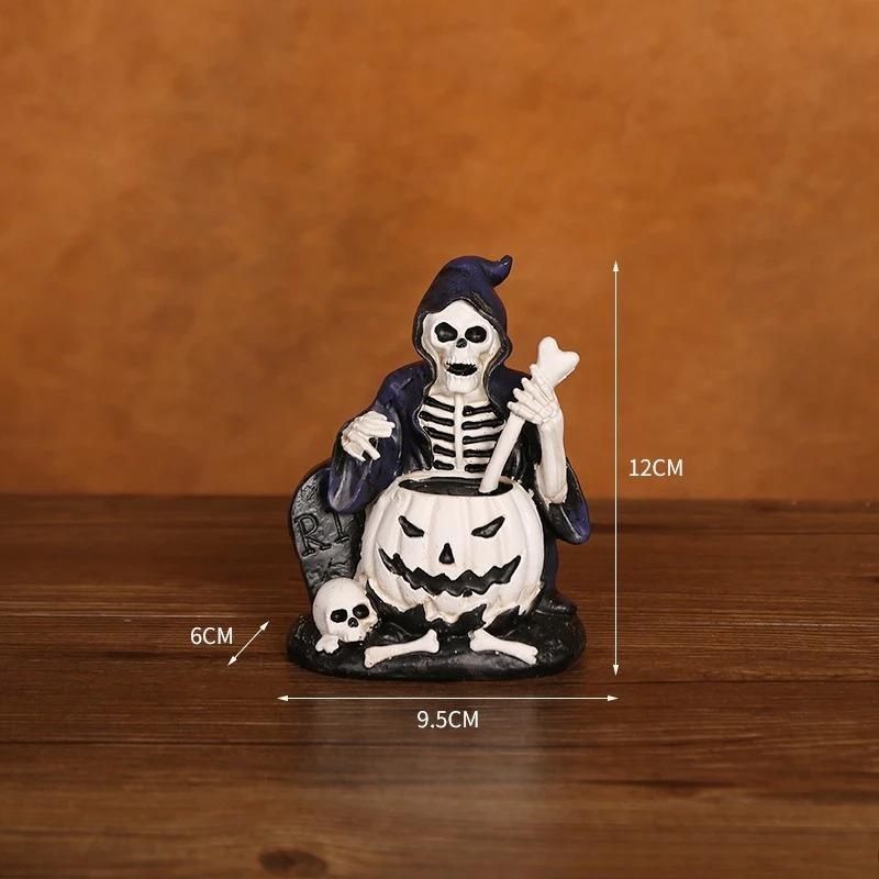 Ornamento a teschio in resina per Halloween, decorazione scheletro per Halloween, decorazione da tavolo e per l'ingresso, ornamento regalo