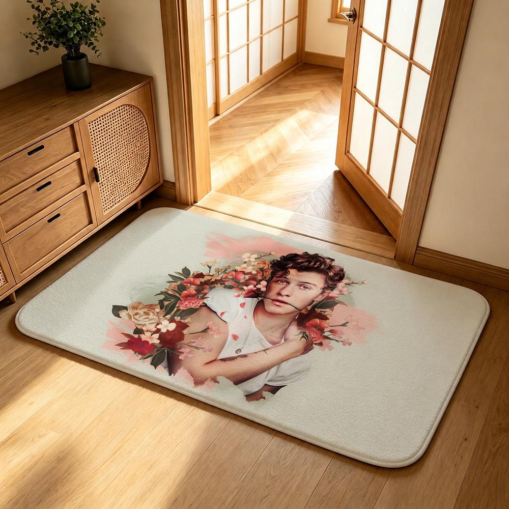 Celebrity-Shawn MendesS Floor Mat Shower Foot Mat, Bedside Carpet, Entrance Absorbent Doormat, Soft Non-Slip