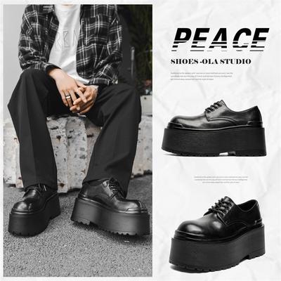 Thick Sole Heightening 10Cm Derby Shoes Men'S British Style Casual Muffin Shoes Niche Big Head Leather Shoes 66645-J
