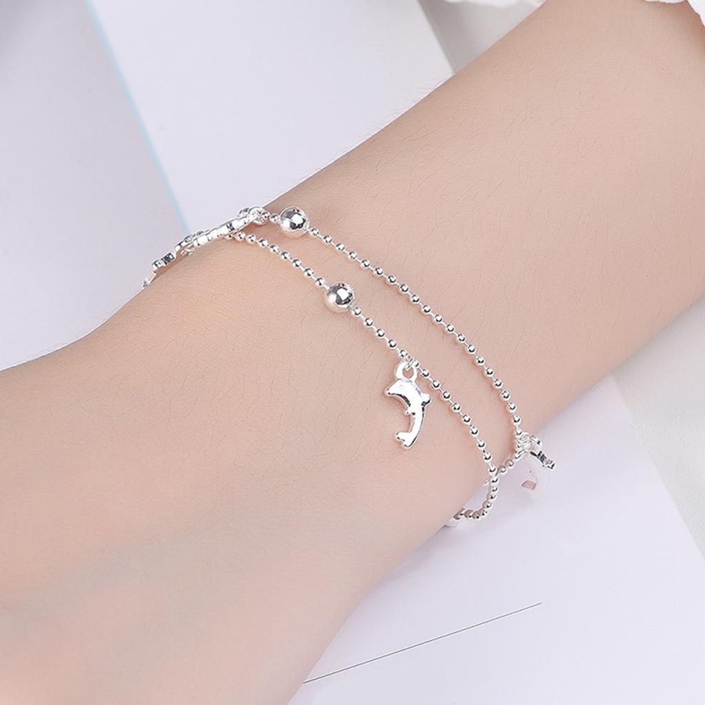 Elegant Silver Plated Bracelet Featuring Minimalist Korean Design And Playful Shark Elements For Fashion Forward Women