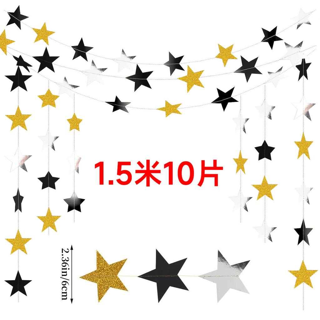 Neujahrsdekoration Schwarz Gold Stufenlinie Latte Blume Hochzeit Geburtstag Festival Atmosphäre Arrangement Streifen Anpassung