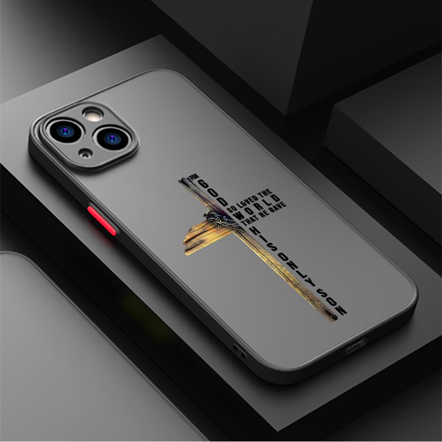 Einfache Christliche Kreuz Funda Rückseite Handyhülle Case für iPhone 17 Pro Max 13 Mini 15 12 7 8 SE 16 Plus 14 Air XS XR 11 iPhone 8 Plus gray