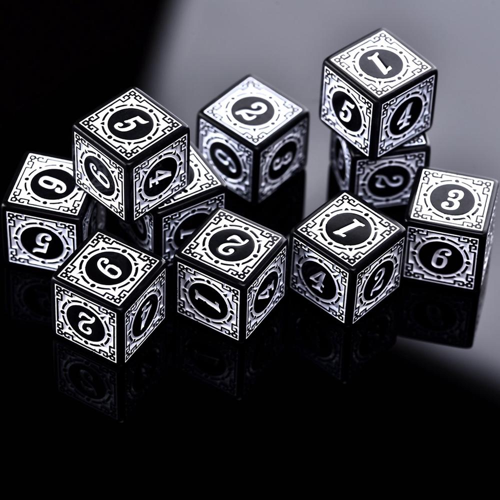 10 Stück/Set 16mm D6 Würfel Quadratisch Kantige Ecke Zahlen 6-seitige Würfel Acryl Spielen Tisch Brettspiele Bar Pub Club Party DND