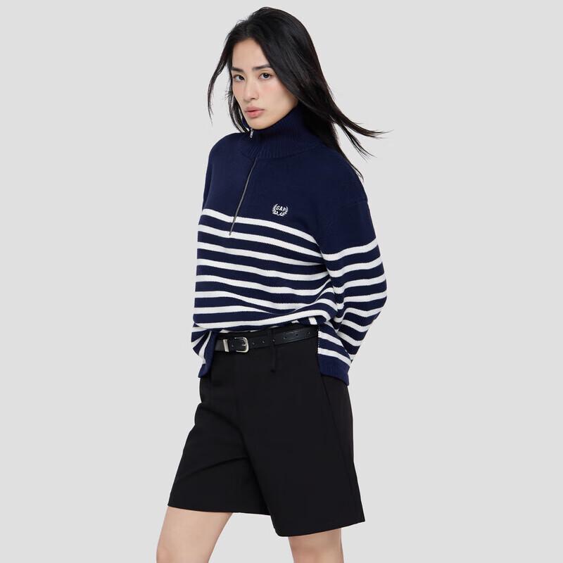 Gap Women's Logo Striped Half-Zip Knit Top