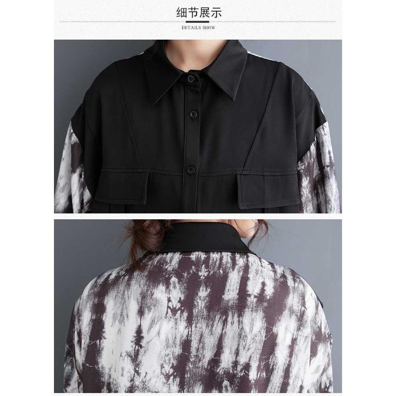 Women's Retro Literary Loose Slim Mid-Length Printed Dress Women