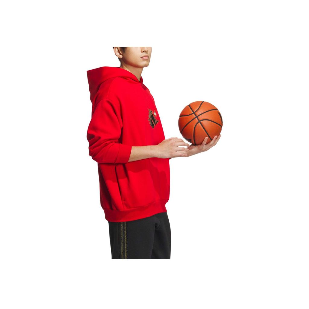 Adidas Originals FW23 Dragon Year CNY Series Hoodie With Dragon Print Logo Unisex Tops Red JE3500