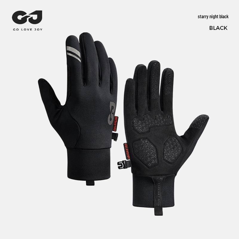 Touchscreen Non-Slip Full Finger Cycling Gloves for Men & Women - Warm, Velvet-Lined for Autumn/Winter, Ideal for Road & Mountain Biking