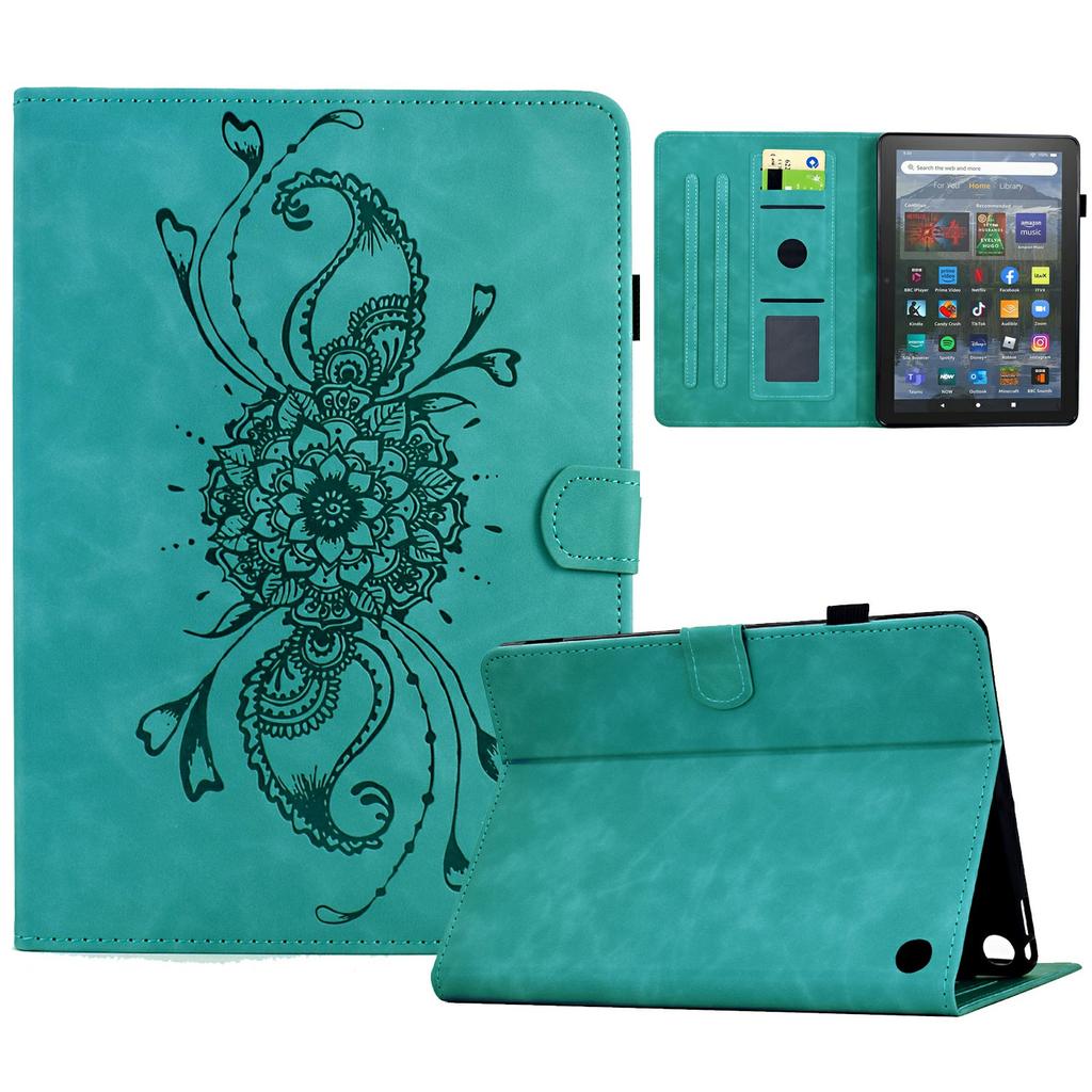 For Amazon Fire HD 8 (2022)/(2020) Case Mandala Imprinted Leather Tablet Cover with Card Slots