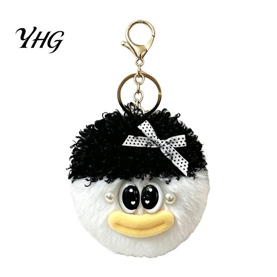 Men Women Decorative Pendant Cartoon Curly Hair Head Keychain, Plush Keychain with Metal Clasp, Aesthetic Backpack Charms Backpacks Handbags Keys for