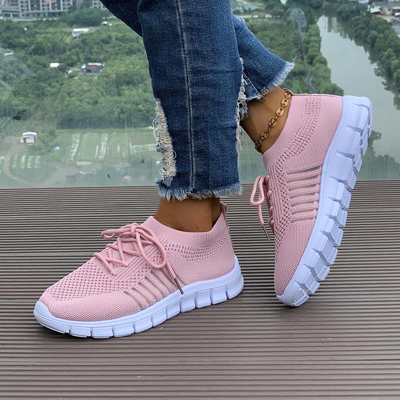 Fashion Cool Breathable Hollow Out Mesh Sneakers Women 2025 Summer Round Toe Lace Up Running Shoes Soft Sole Non Clip Sports Sneakers