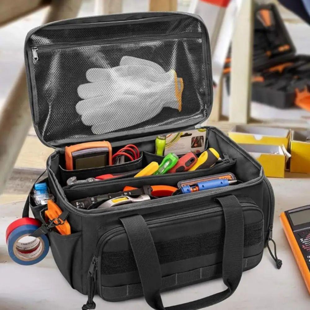 Comfortable Handle Tool Storage Bag Black Color Easy Carrying Multifunctional Work Bag Thick Padded Base