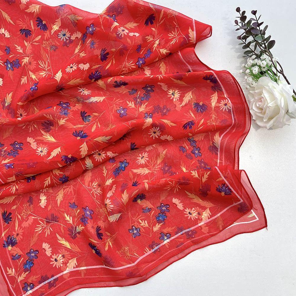 Breathable Silk Scarf Sun-Resistant Bandana Durable Beach Shawl  for Women