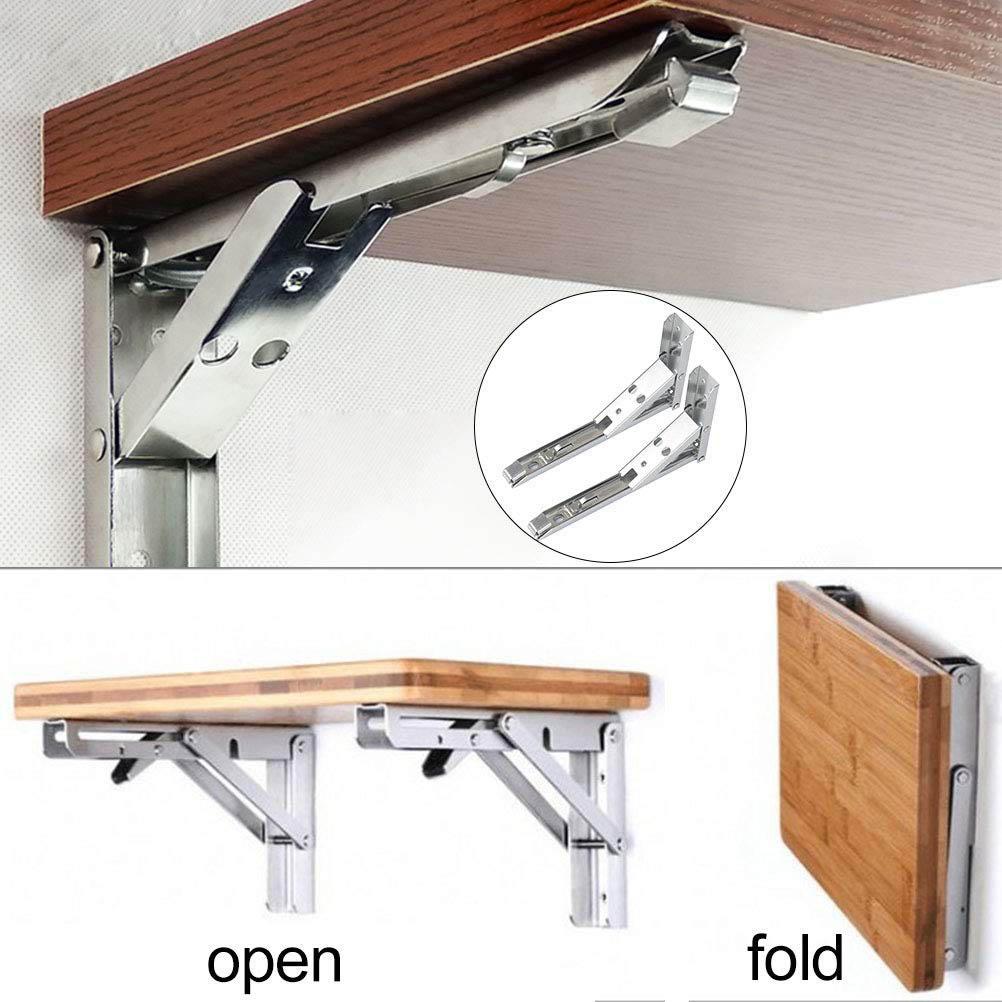 2 Stück Klappregalhalterungen Edelstahl Zusammenklappbares Wandmontiertes Regal für DIY-Halterung