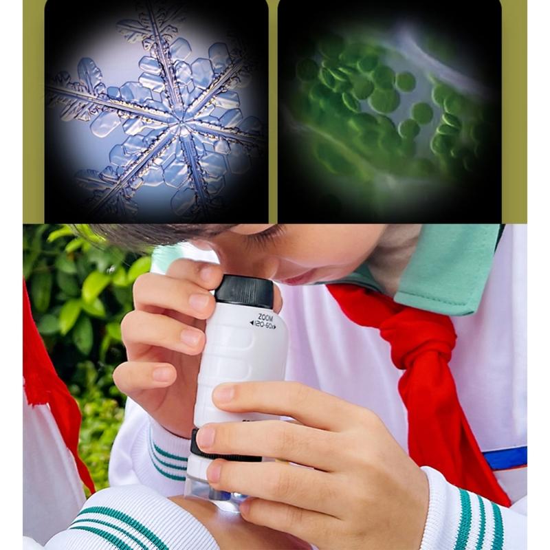 Mini Microscope Toy with LED Light 200X 600X 1200X Magnification Suitable for Kids Student Adults Science Exploration