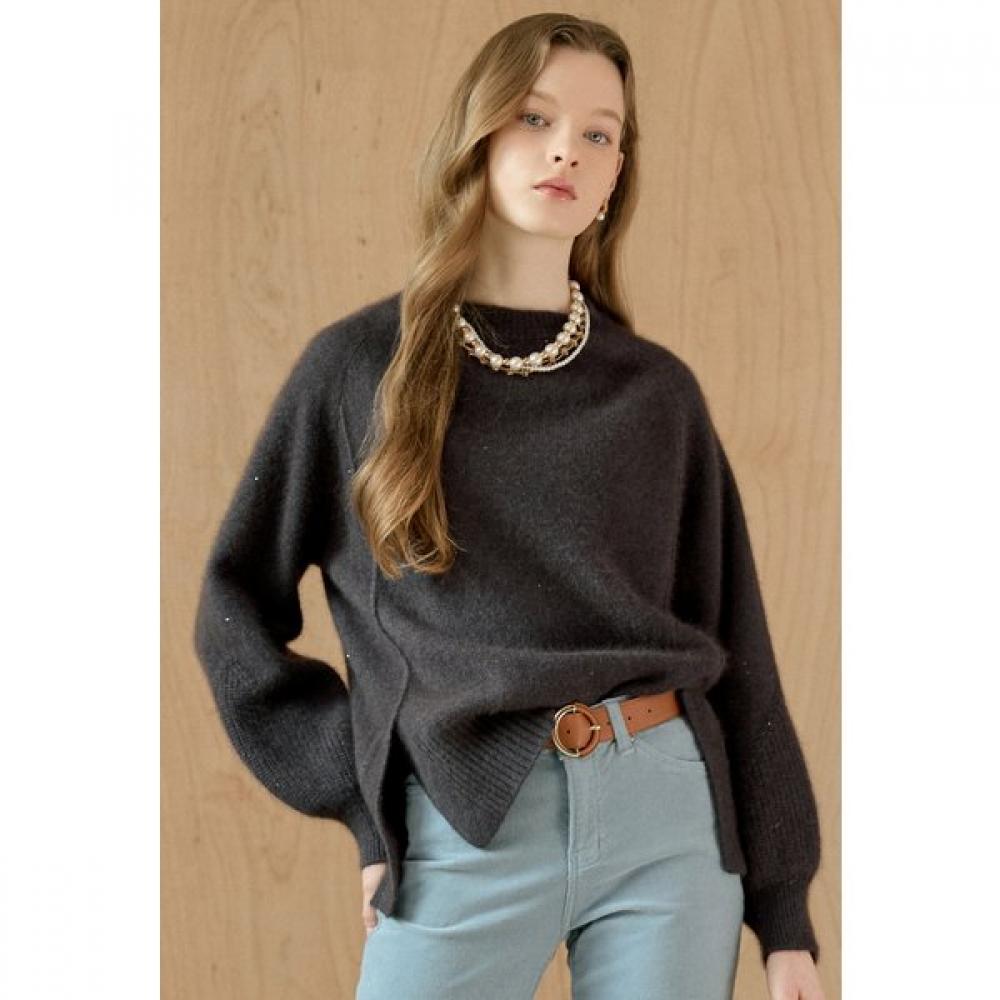 MAXZA Color Sequin Raccoon Wool Blend Mock Neck Knit Cd02qk003on