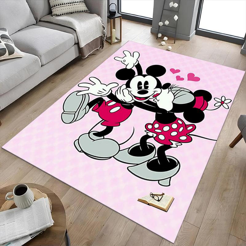 Mickey Minnie Love Carpet For Playroom Bedroom Living Room Sofa Home Decorkids Game Area Rug Nonslip Floor Mat