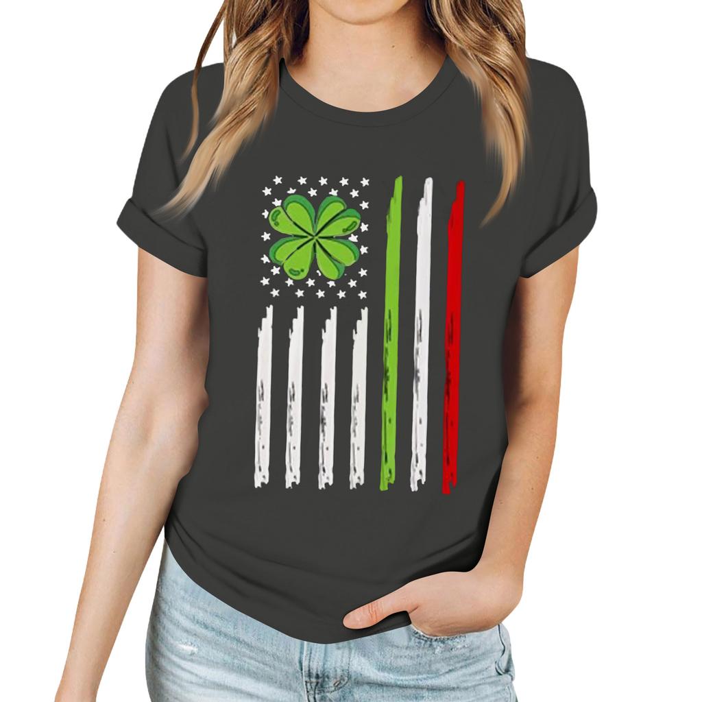 Women's Casual Printed T-Shirt Round Neck Pullover Short Sleeve Top