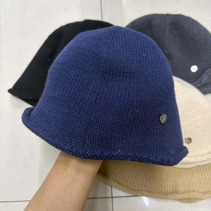 Versatile crimping warm and thin elastic fisherman hat children autumn and winter thin age reduction knitted wool basin hat bucket hat