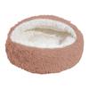 Pet Shell Nest Bed Warm Calming Cat Cave Bed with Hooded Cover Semi Enclosed Fluffy Plush Lined Round Bed for Small Medium Pets