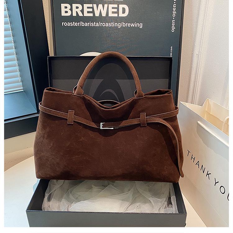 Women's Retro Frosted One-Shoulder Tote Bag for Work Commute - Large, Casual, Autumn/Winter