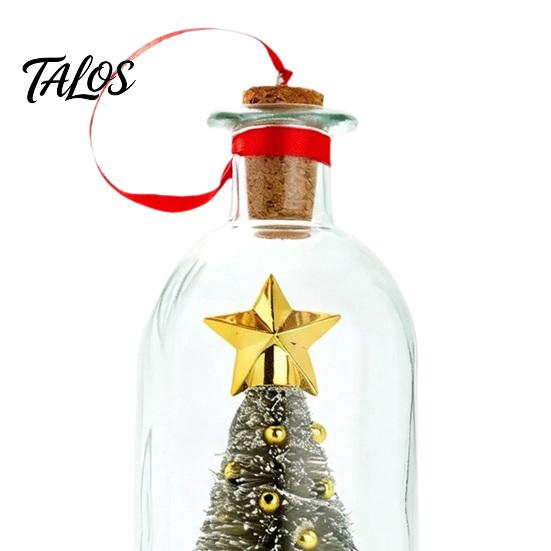 Batteriebetriebenes Ornament Aufnehmbares Weihnachtsbaum-Flaschenpost, Sprachaufnahme Feiertags-Andenken Schneeflocken-Stechpalmen-Ornamente mit Wiedergabe,