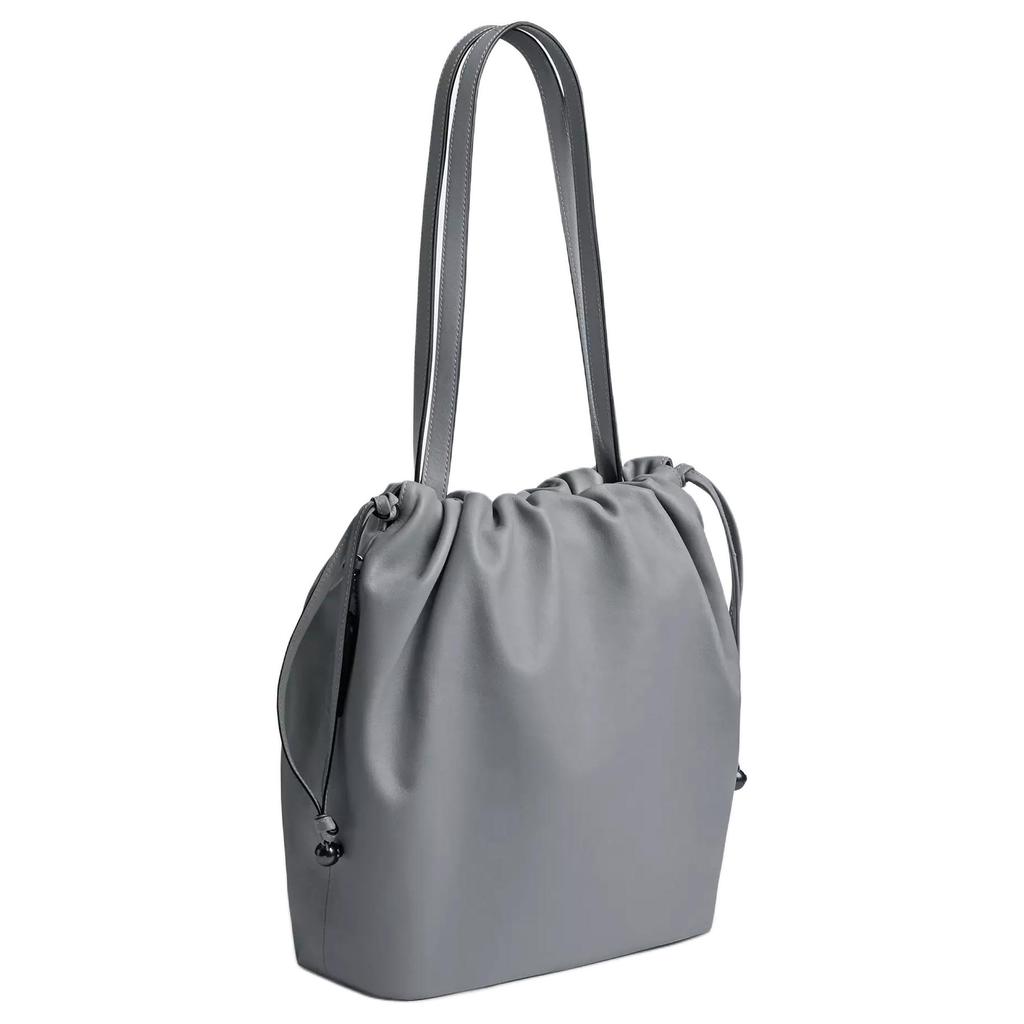 Coach Faye 28 Brand Logo Drawstring Closure Smooth Leather Tote Shoulder Bag Large Women Handbags Gray Blue CV947-QBN19