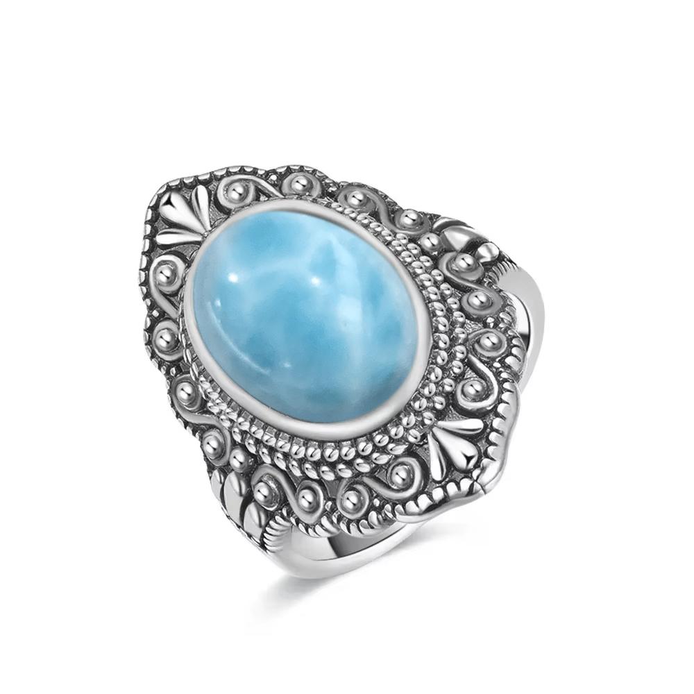 Vintage Silberring Oval Natürlicher Labradorit Ringe Fingerring Retro Schwarzer Onyx Feiner Schmuck Party Für Frauen Männer